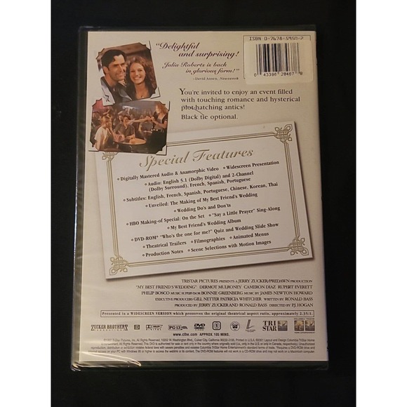 My Best Friend's Wedding DVD 2001 Julia Robert Tri Star Pictures Special Edition - Picture 2 of 3